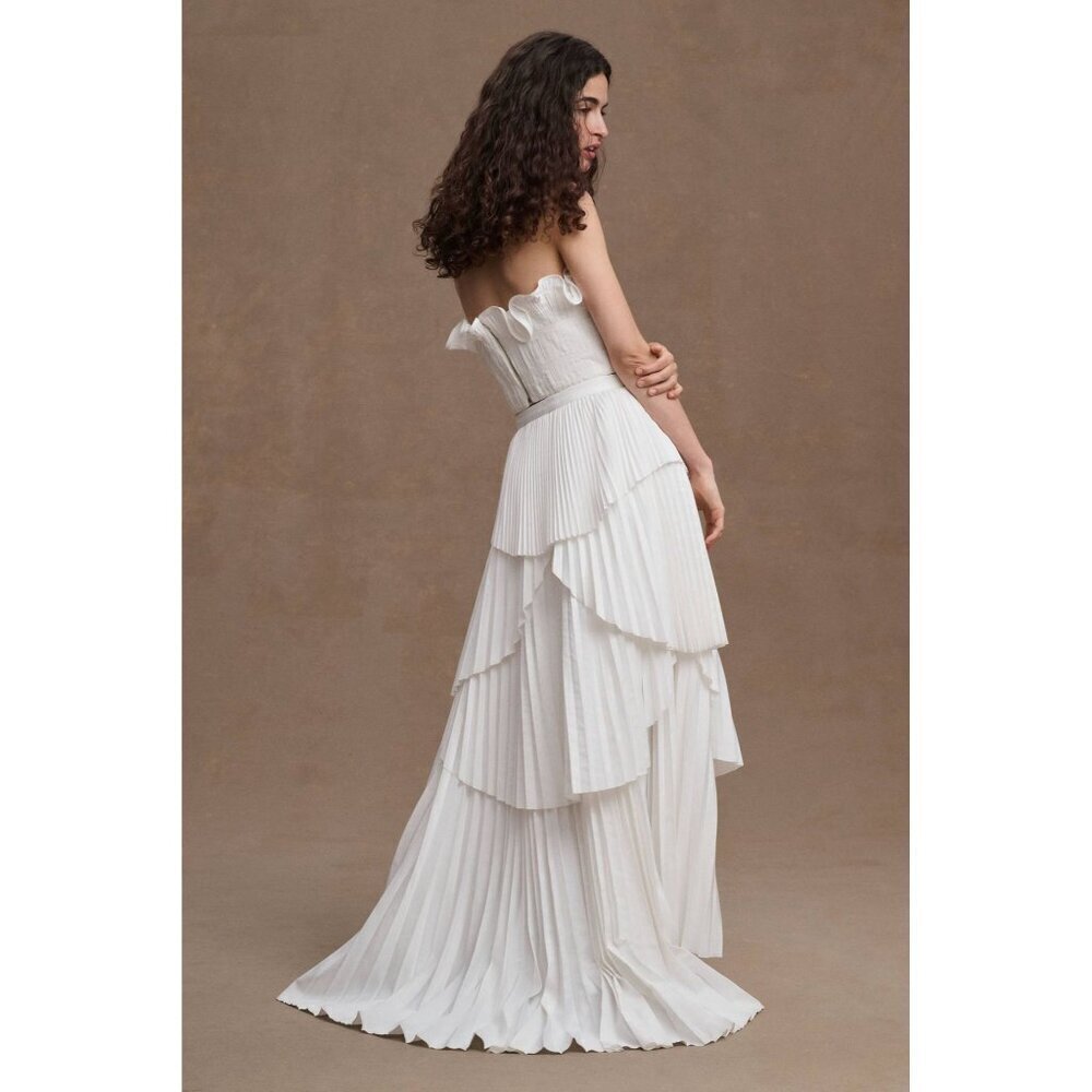 AMUR Ophelia Pleated Taffeta Maxi Skirt White Womens Size 8 - Picture 4 of 12